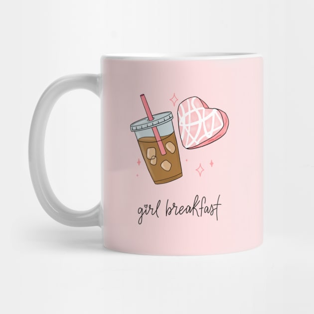 Heart snack cake and iced coffee girl breakfast by DesignByLeesh